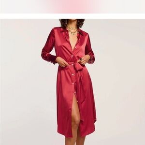 Ramy Brook Red Satin Midi Dress